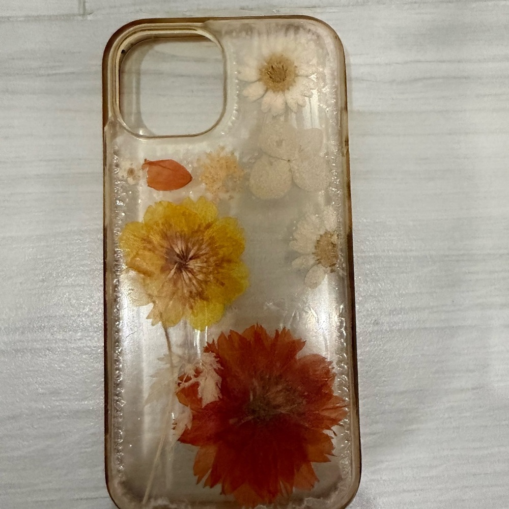Floral Transparent Phone Case - Yellow and Orange